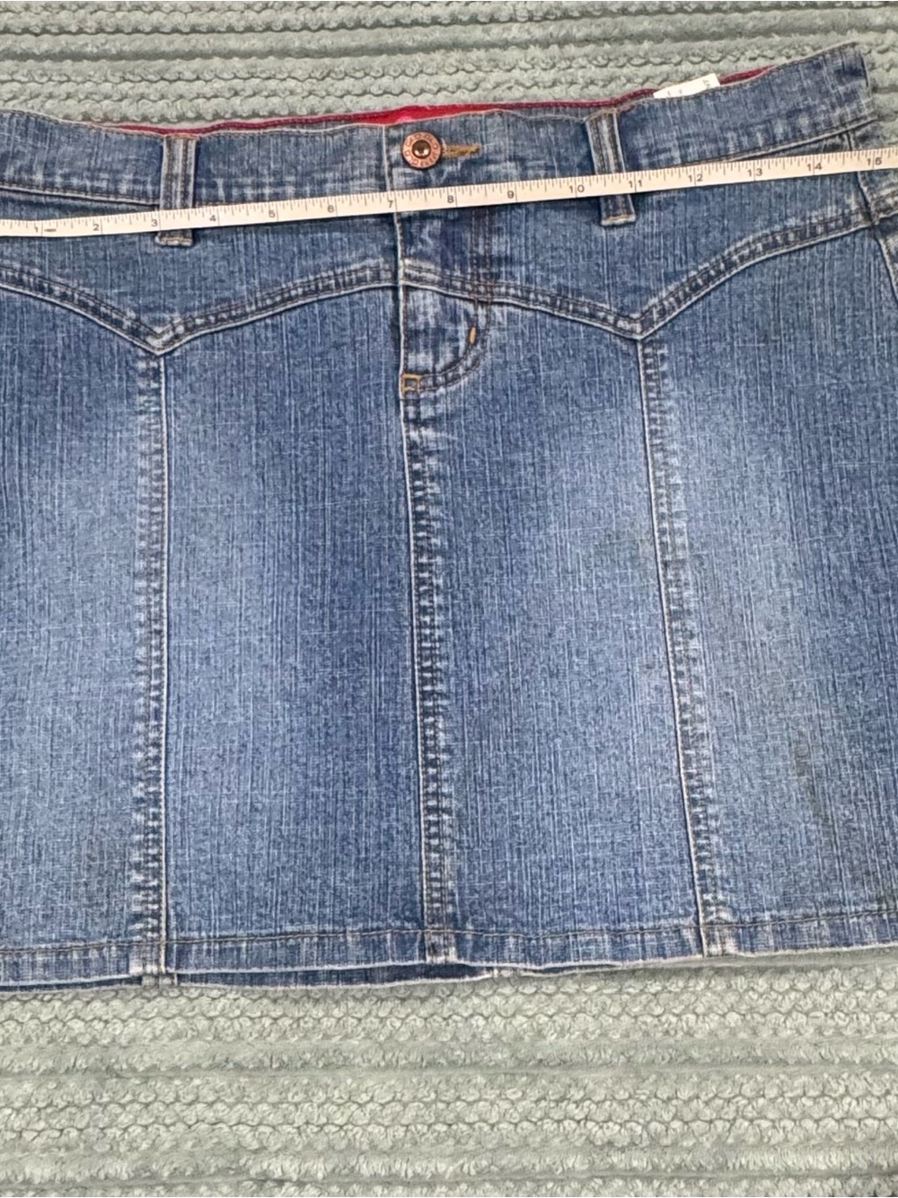GLO Jeans Denim Mini Skirt in Blue with Red Trim